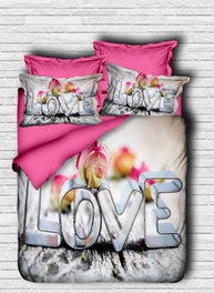 L'essentiel linge de maison Juego de funda nórdica doble con diseño 3D Blanco, Rosa y Negro